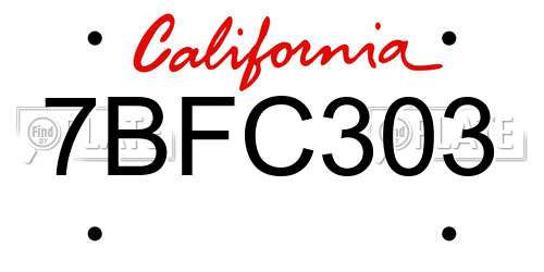7BFC303 California License Plate