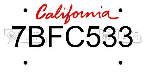 7BFC533 California License Plate