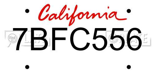 7BFC556 California License Plate