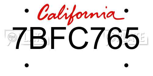 7BFC765 California License Plate
