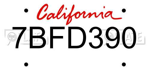 7BFD390 California License Plate
