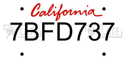 7BFD737 California License Plate