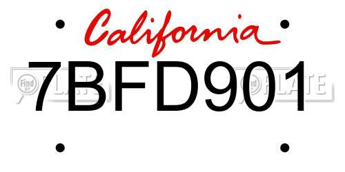 7BFD901 California License Plate