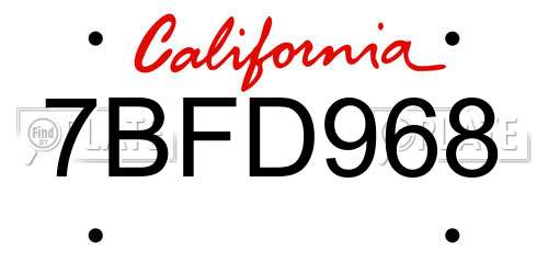 7BFD968 California License Plate