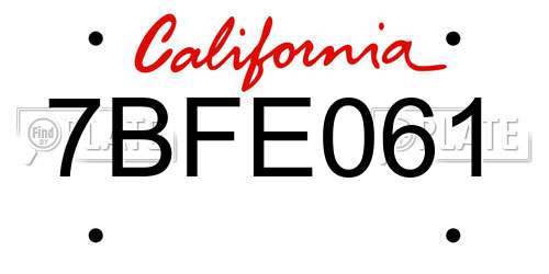 7BFE061 California License Plate