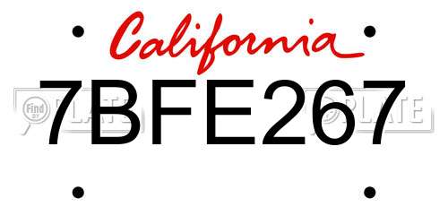 7BFE267 California License Plate