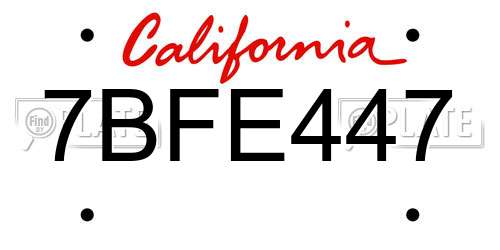 7BFE447 California License Plate