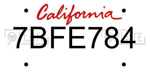 7BFE784 California License Plate