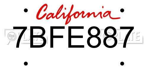 7BFE887 California License Plate