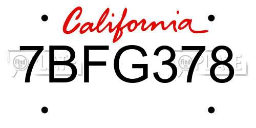 7BFG378 California License Plate