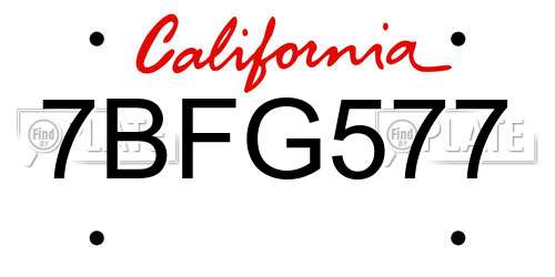 7BFG577 California License Plate