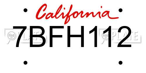 7BFH112 California License Plate
