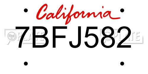 7BFJ582 California License Plate