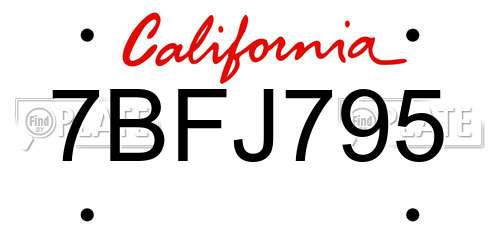 7BFJ795 California License Plate