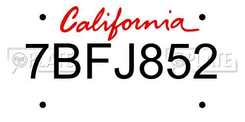 7BFJ852 California License Plate