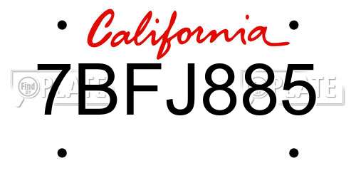 7BFJ885 California License Plate