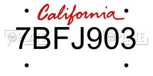 7BFJ903 California License Plate