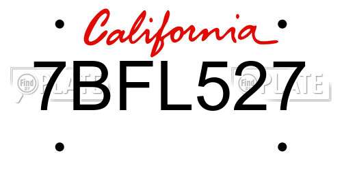 7BFL527 California License Plate