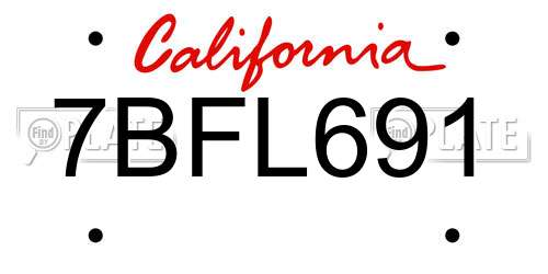 7BFL691 California License Plate