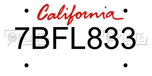 7BFL833 California License Plate