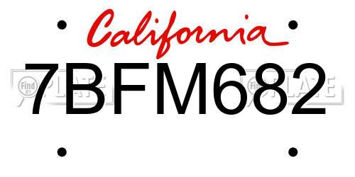 7BFM682 California License Plate