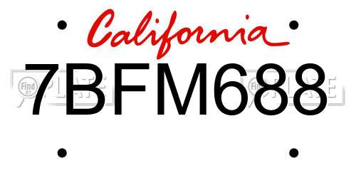 7BFM688 California License Plate