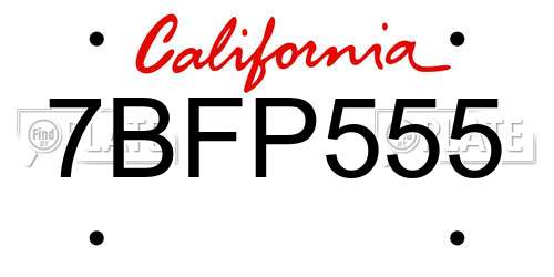 7BFP555 California License Plate
