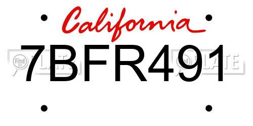 7BFR491 California License Plate