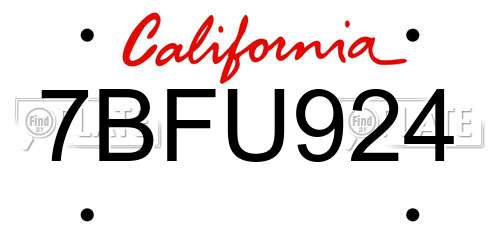 7BFU924 California License Plate