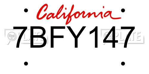 7BFY147 California License Plate