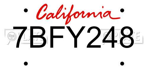 7BFY248 California License Plate