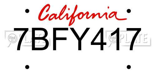 7BFY417 California License Plate