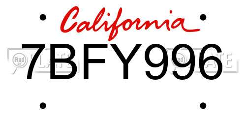 7BFY996 California License Plate