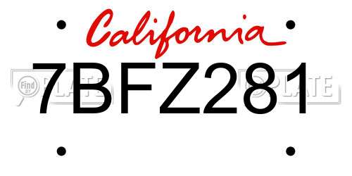 7BFZ281 California License Plate