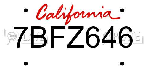 7BFZ646 California License Plate