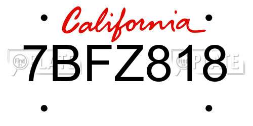 7BFZ818 California License Plate
