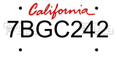 7BGC242 California License Plate