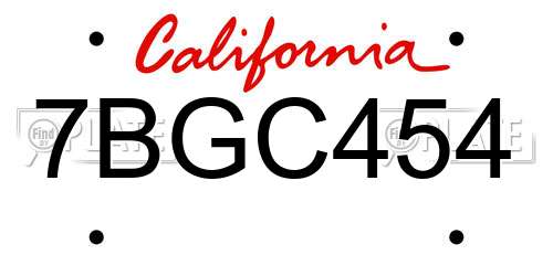 7BGC454 California License Plate