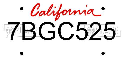 7BGC525 California License Plate