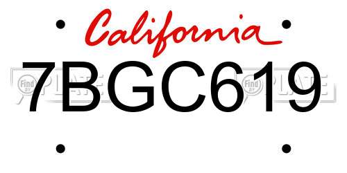 7BGC619 California License Plate