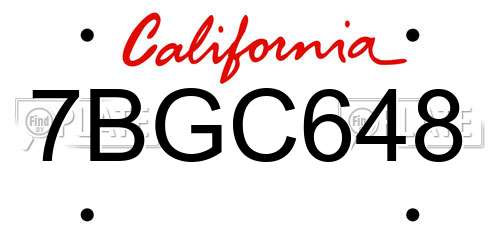 7BGC648 California License Plate