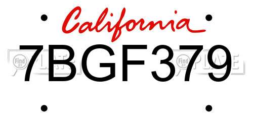 7BGF379 California License Plate