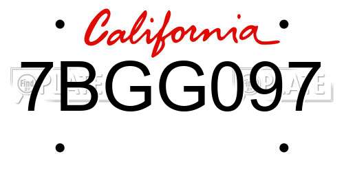 7BGG097 California License Plate