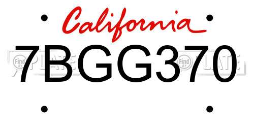 7BGG370 California License Plate
