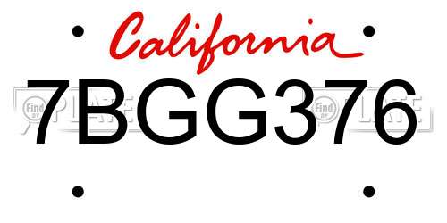 7BGG376 California License Plate
