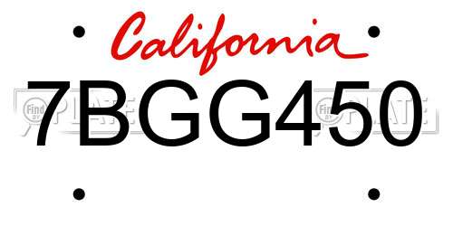 7BGG450 California License Plate