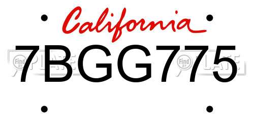 7BGG775 California License Plate