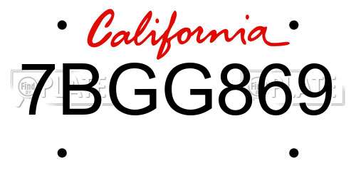 7BGG869 California License Plate