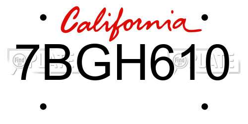 7BGH610 California License Plate