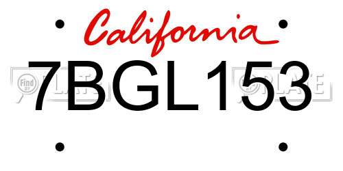 7BGL153 California License Plate